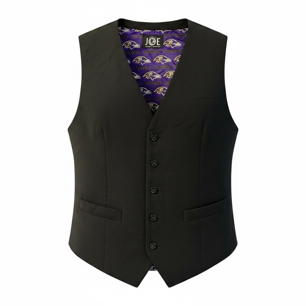 Joseph Abboud Baltimore Ravens Formal Vest Women 44S Black Purple Wool OVSW-SB5Q